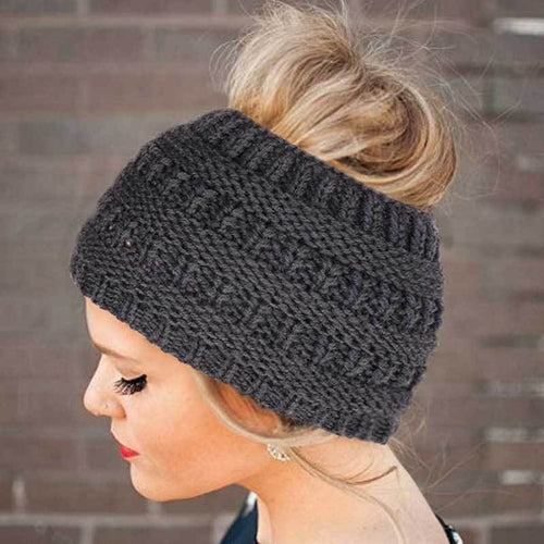 Women Headwrap Ponytail Beanies Hat - Winter Warm Ear Warmer Head Wrap